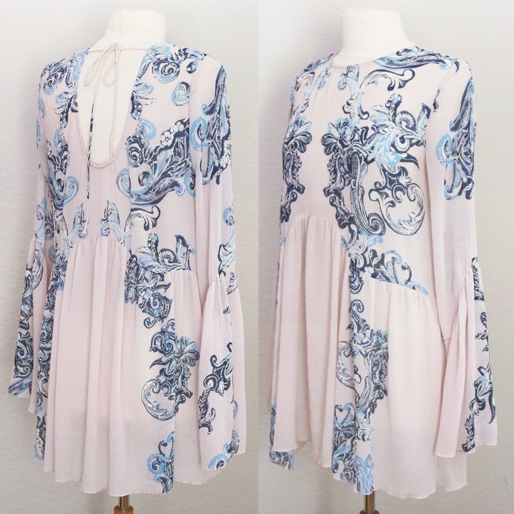 Free People Printed Symphony Sheer Swing Slip Dress in Petal Pink Combo S $98 - Picture 14 of 15